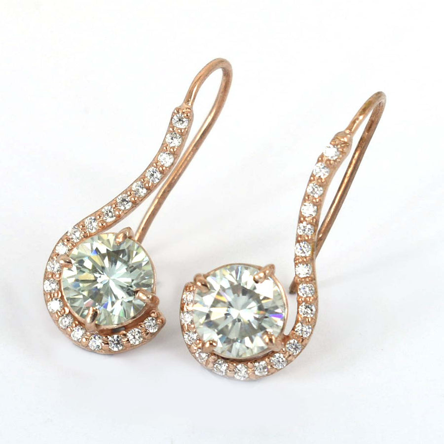 Beautiful Off White Diamond Dangler Earrings with Accents. 3.90 Ct Great Shine & Luster WATCH VIDEO - ZeeDiamonds