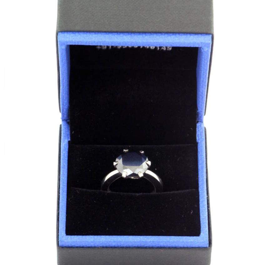 3-5 Cts Round Brilliant Cut Black Diamond Solitaire Ring In 925 Silver - ZeeDiamonds