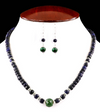 4 mm-5 mm Faceted Blue Sapphire Necklace With Emerald Bead - ZeeDiamonds