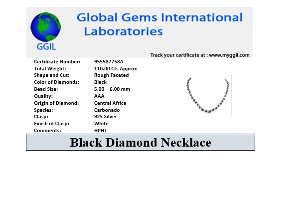 Single Row 5 mm - 6 mm Rough Black Diamond Wire Necklace. AAA Certified Beads. Amazing Collection & Great Shine - ZeeDiamonds