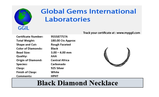 Gorgeous Four Row Rough Black Diamond Necklace in 925 Silver Clasp. Great Gift for Wife, Girlfriend - ZeeDiamonds
