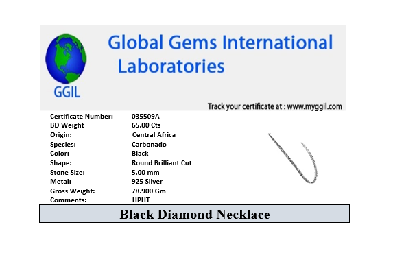 Black Diamond Men's Tennis Necklace. Great Shine & Luster!100% Genuine Certified. - ZeeDiamonds