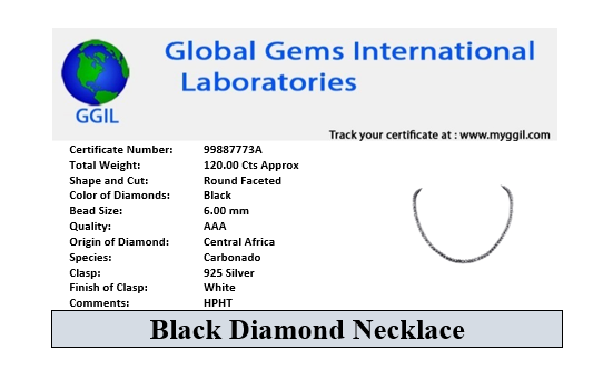 Certified 6 mm Round Black Diamond Necklace for Women's Jewelry. Great Design & Amazing Collection - ZeeDiamonds