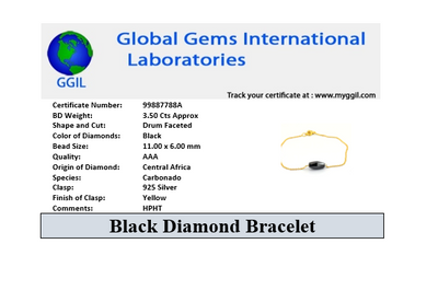 AAA Certified 3.50 Carat Drum Shape Black Diamond Chain Bracelet, Ideal For Gift - ZeeDiamonds
