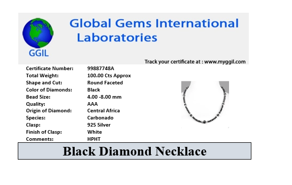 Certified 4mm - 8mm AAA Quality Designer Black Diamond Beads Necklace with Pearl Beads. Ideal Gift for Anniversary, Birthday - ZeeDiamonds