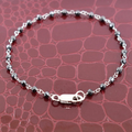 3 mm, Black Diamond Beads Fancy Wire Bracelet in Sterling Silver - ZeeDiamonds