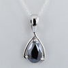3-5 Ct Pear Shape Black Diamond Solitaire Pendant in 925 Silver - ZeeDiamonds