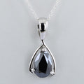 3-5 Ct Pear Shape Black Diamond Solitaire Pendant in 925 Silver - ZeeDiamonds
