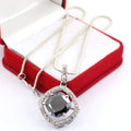 4 Ct Cushion Shape Black Diamond Pendant With White Diamond Accents - ZeeDiamonds
