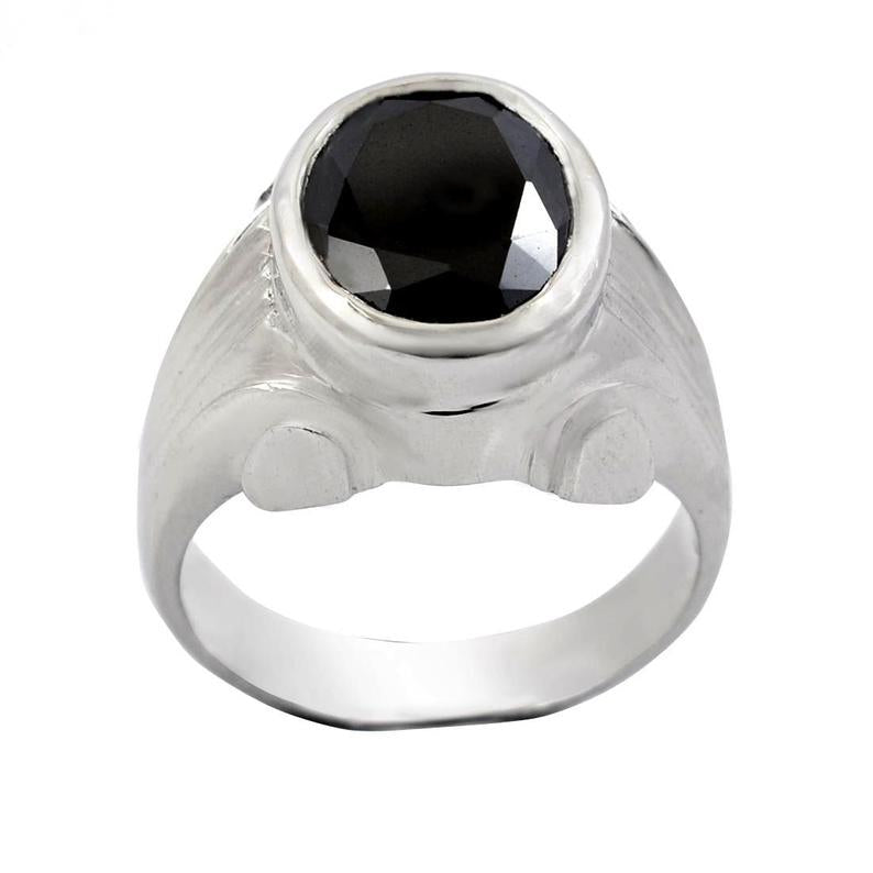 5-7 Carat Certified Oval Cut Black Diamond Solitaire Designer Silver Ring - ZeeDiamonds