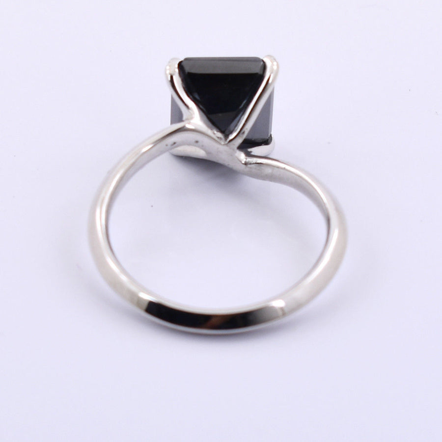 4 Ct AAA Certified Radiant Shape Black Diamond Ring In 925 Silver. - ZeeDiamonds
