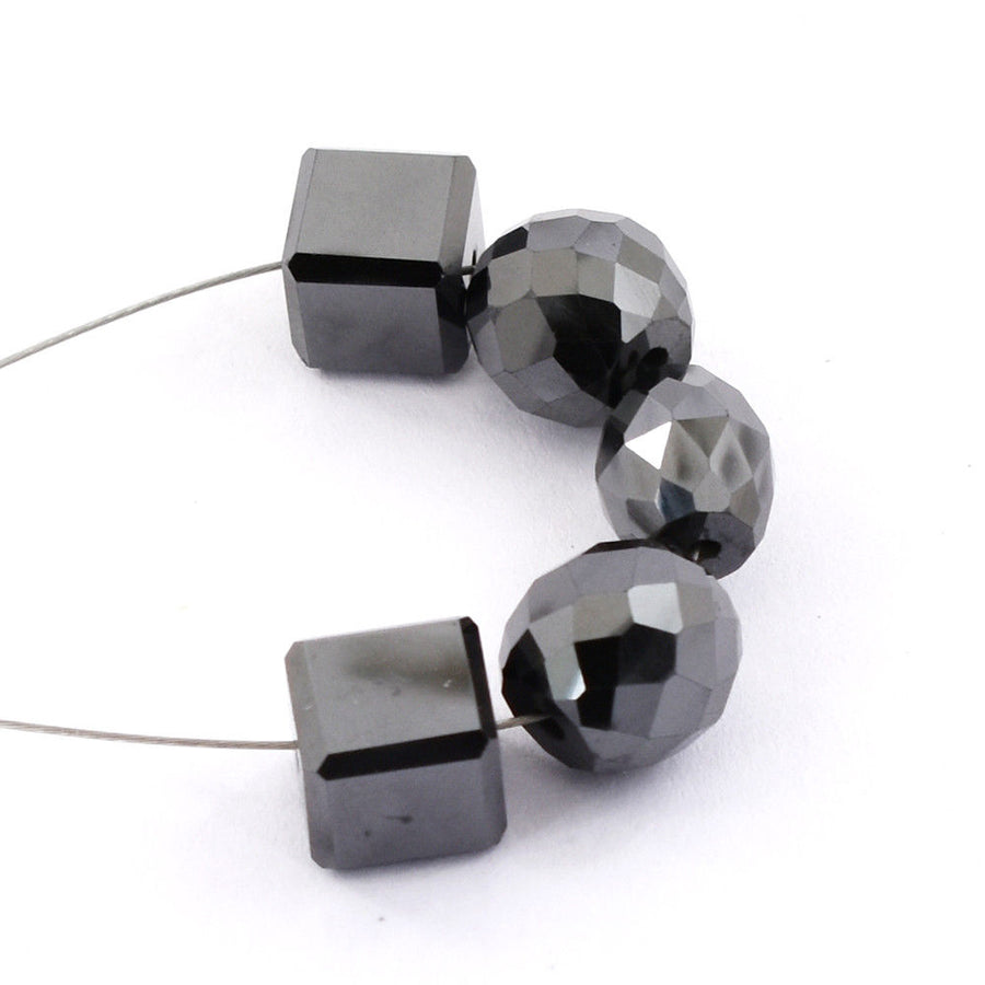 26 Ct 100% Certified Black Diamond Bead, For Jewelry Making 5 Pcs - ZeeDiamonds
