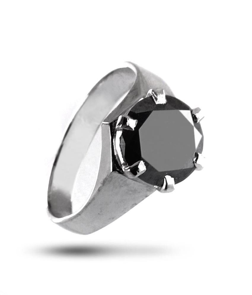 3.9 Ct Round Cut Certified Black Diamond Ring In Sterling Silver - ZeeDiamonds