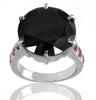 5 Ct Certified Stunning Black Diamond Ring With Rubies Accents. Great Shine & Excellent Cut