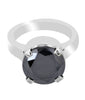 2.50 Ct 100% Certified Round Cut Black Diamond Solitaire Ring in White Finish! Excellent Cut & Great Shine