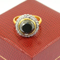 5 Ct Black Diamond with White Diamonds Accents, Ring In Yellow Gold Finish - ZeeDiamonds