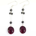 4 mm, Black Diamond Bead Earring with African Ruby Gemstone - ZeeDiamonds