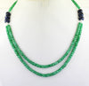 189 Cts 100% Certified Emerald Beads with Blue Sapphire Two Row Necklace, For Gift - ZeeDiamonds