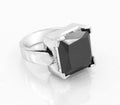 3 Carats Certified Princess Cut Black Diamond Men's Ring - ZeeDiamonds