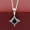 1.50 Carats Certified Princess Cut Black Diamond Pendant - ZeeDiamonds