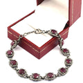 Natural Ruby Gemstone Tennis Bracelet With White Diamonds - ZeeDiamonds