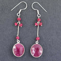 29.35 Cts Unique Natural African Ruby Gemstone 925 Sterling Silver Earrings - ZeeDiamonds
