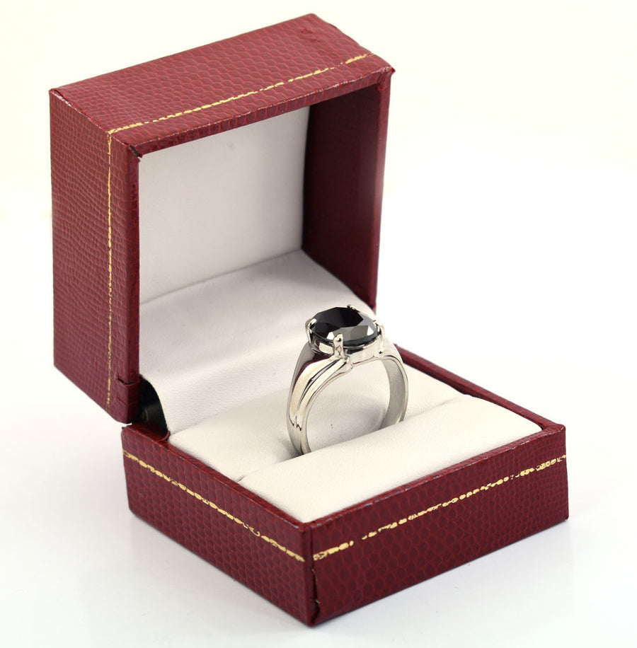 3 Cts Oval Shape Black Diamond Solitaire Ring In 925 Sterling Silver - ZeeDiamonds