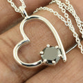 Heart Shape Black Diamond Solitaire Pendant Lovely Design!! Great Lustre! 1.5 ct - ZeeDiamonds
