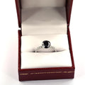2 Ct Black Diamond Solitaire Ring with White Diamond Accents - ZeeDiamonds