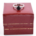 2 Ct Black Diamond Solitaire Ring with White Diamond Accents - ZeeDiamonds