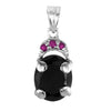 5 Ct Oval Shape Designer Black Diamond Pendant With Ruby Accents. AAA Certified! Great Brilliance