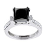 1.70 Ct Princess Cut Black Diamond Designer Ring with White Diamonds Accents, Very Elegant & Amazing Collection