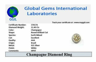 12.40 Ct Champagne Diamond Solitaire Ring, Vintage Design & Shine- WATCH VIDEO - ZeeDiamonds