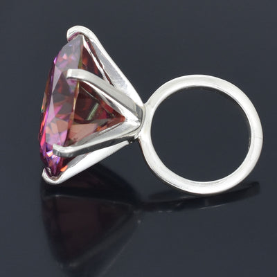 HUGE 111.35 Pink Moissanite Ring In Prongs Setting, Excellent Cut Great Shine & Bling - ZeeDiamonds