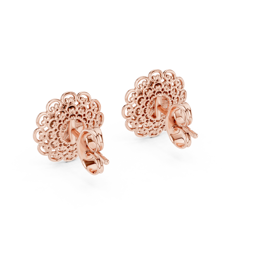 Elowenna Floral Pave  Diamond Stud Earrings