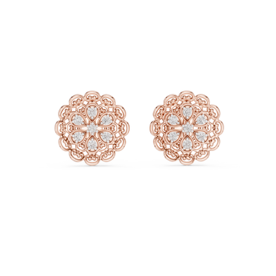 Elowenna Floral Pave  Diamond Stud Earrings