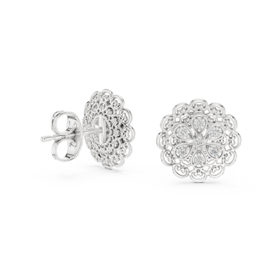 Elowenna Floral Pave  Diamond Stud Earrings