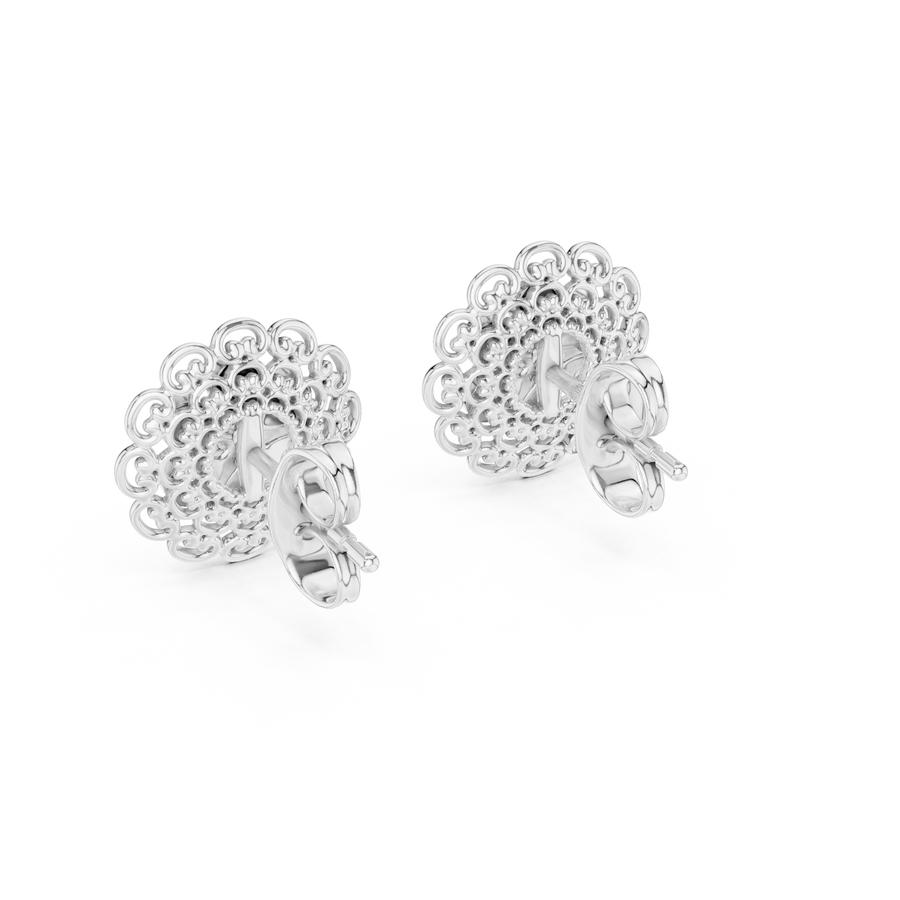 Elowenna Floral Pave  Diamond Stud Earrings