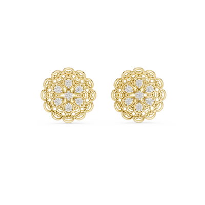Elowenna Floral Pave  Diamond Stud Earrings