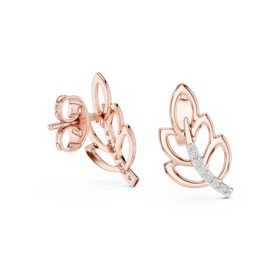 Aurellia Leaf-Vine Diamond Stud Earrings