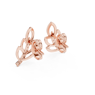 Aurellia Leaf-Vine Diamond Stud Earrings