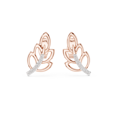 Aurellia Leaf-Vine Diamond Stud Earrings