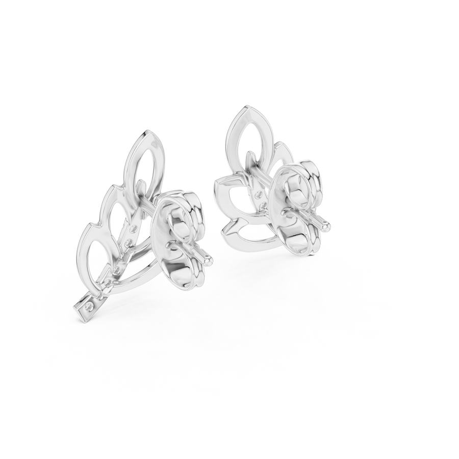 Aurellia Leaf-Vine Diamond Stud Earrings