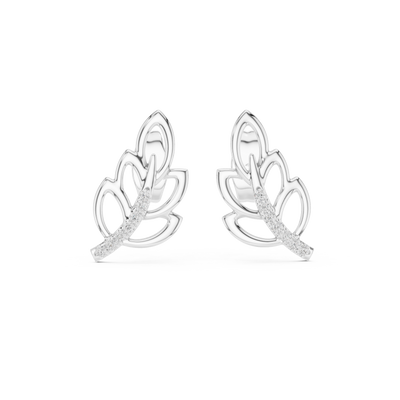 Aurellia Leaf-Vine Diamond Stud Earrings