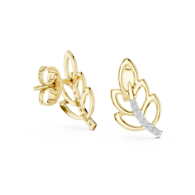 Aurellia Leaf-Vine Diamond Stud Earrings