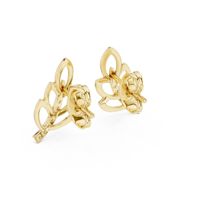 Aurellia Leaf-Vine Diamond Stud Earrings