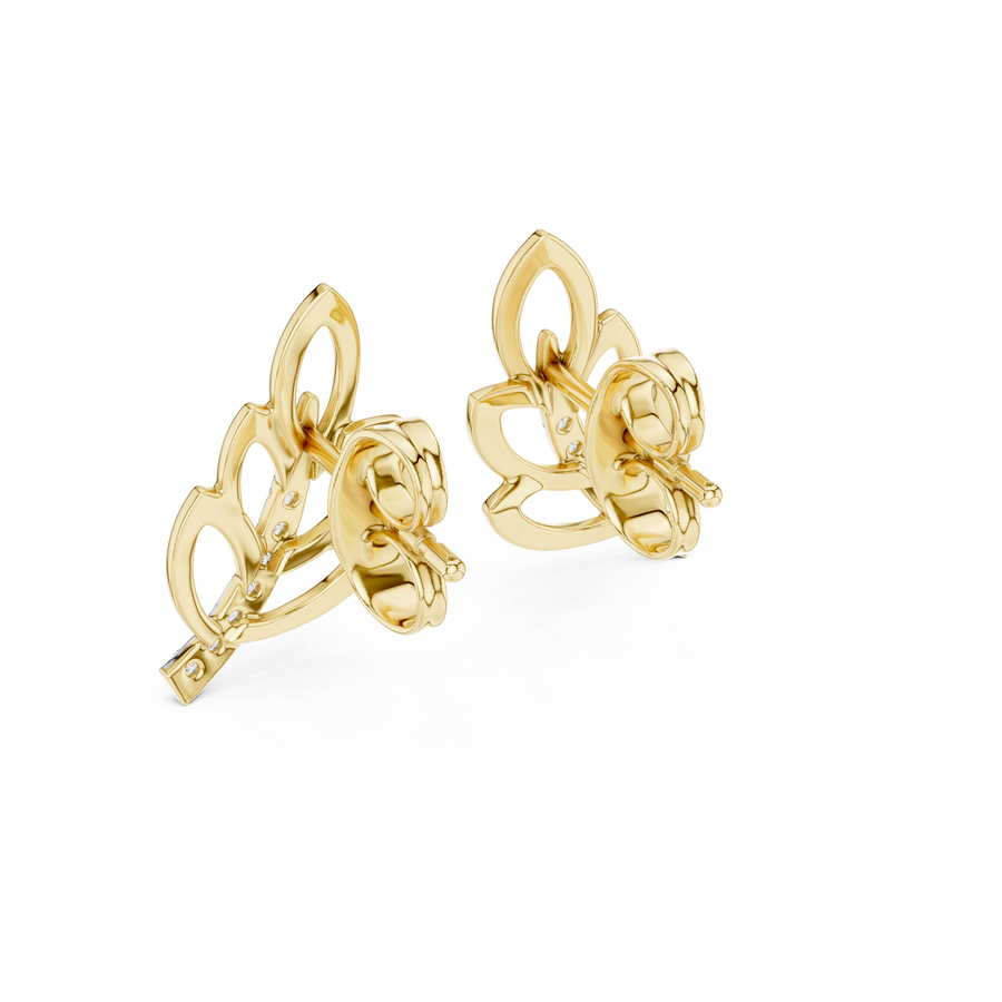 Aurellia Leaf-Vine Diamond Stud Earrings
