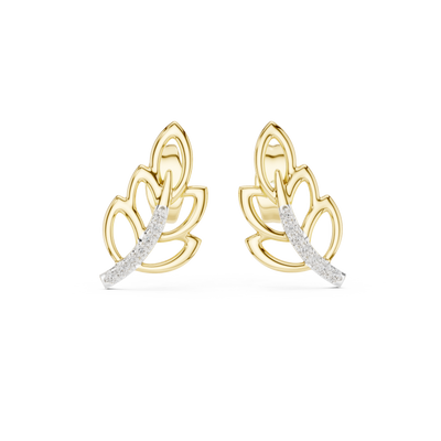 Aurellia Leaf-Vine Diamond Stud Earrings