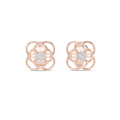 Elowen Floral Halo  Diamond Earrings