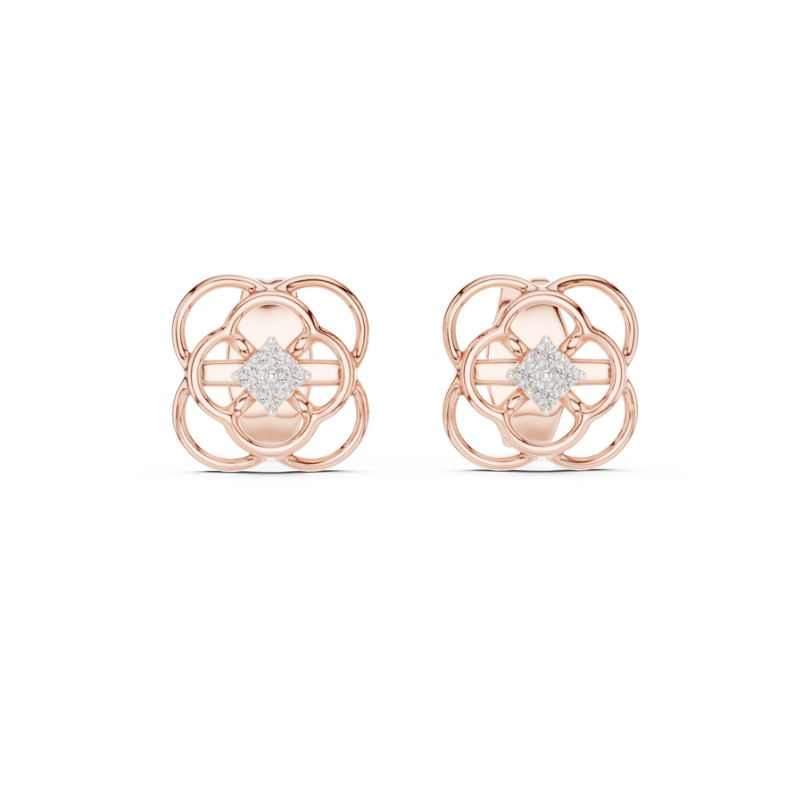 Elowen Floral Halo  Diamond Earrings